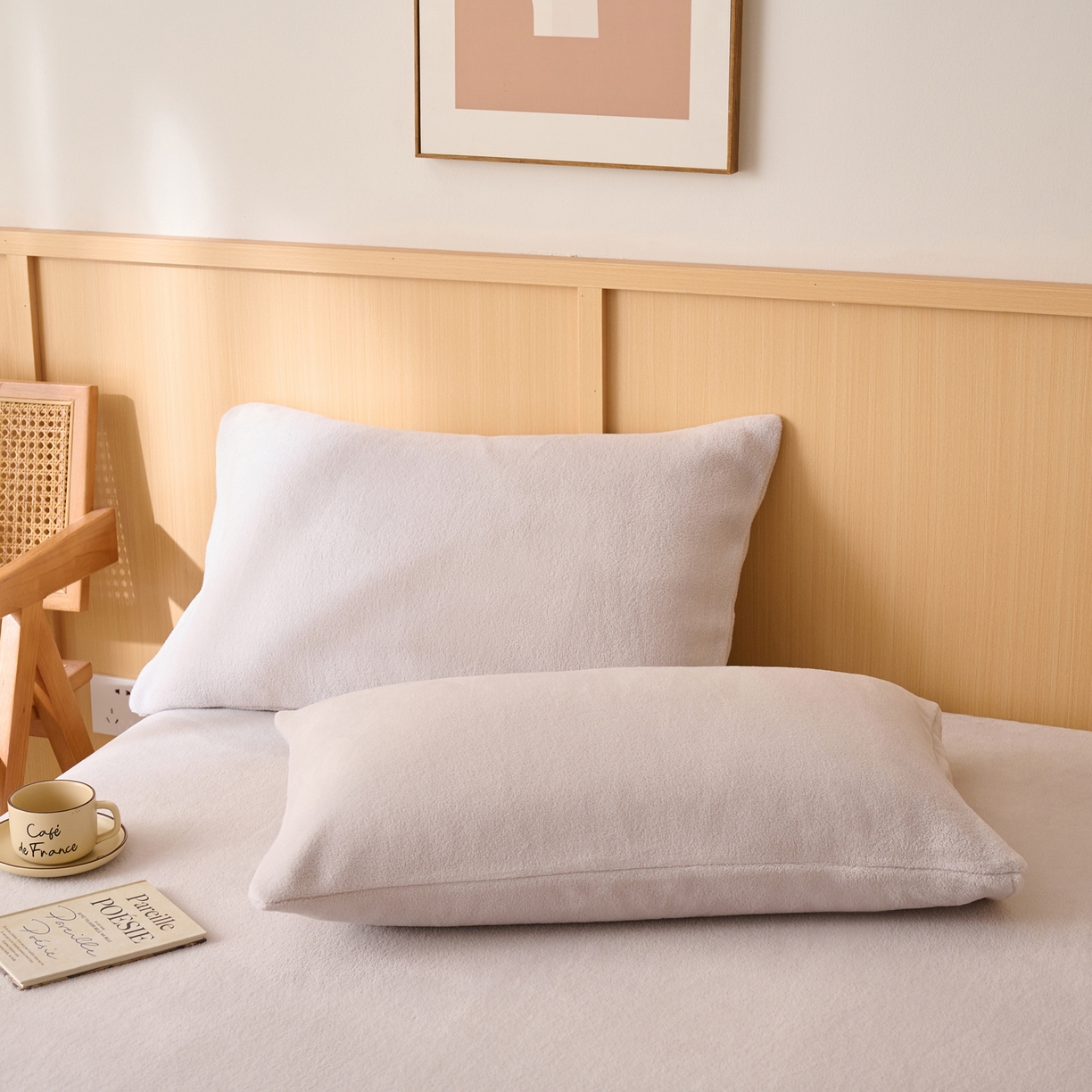 91家纺网 家纺一手货源 找家纺 早晨家纺 2025新款华泰款高克重牛奶绒仿羊绒毛巾绣单床笠 华泰-银灰