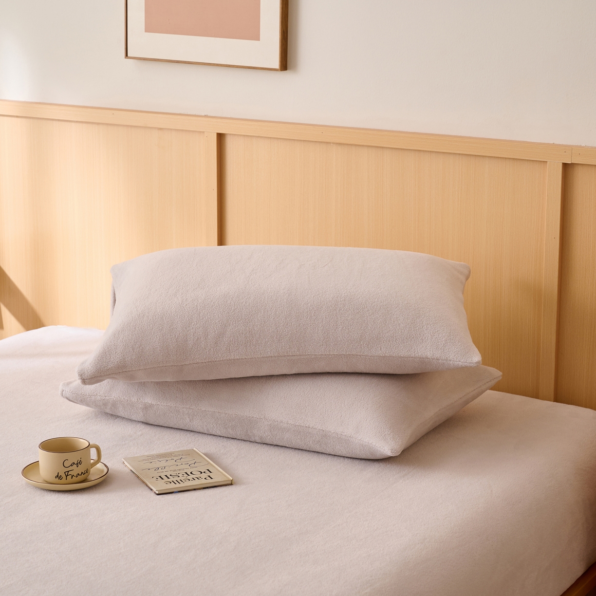 91家纺网 家纺一手货源 找家纺 早晨家纺 2025新款华泰款高克重牛奶绒仿羊绒毛巾绣单床笠 华泰-银灰