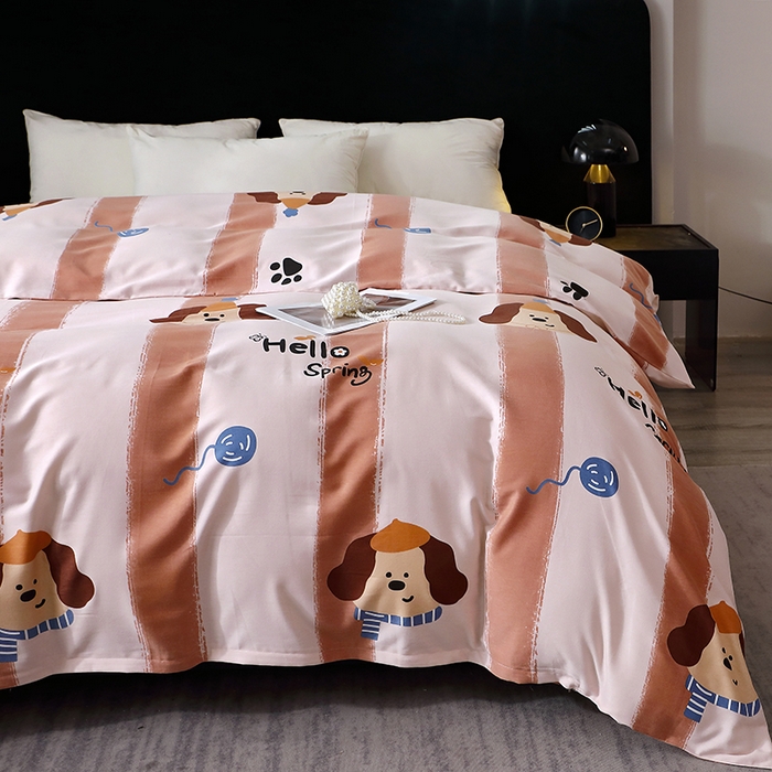 91家纺网 家纺一手货源 找家纺 晶缦家纺 2025叶语系·纯棉活性全棉磨毛单被套单品被套被套单件 欢乐狗粉