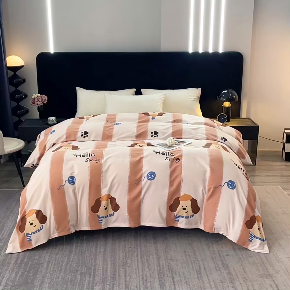 91家纺网 家纺一手货源 找家纺 晶缦家纺 2025叶语系·纯棉活性全棉磨毛单被套单品被套被套单件 欢乐狗粉