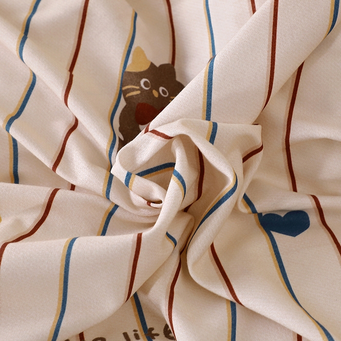 91家纺网 家纺一手货源 找家纺 晶缦家纺 2025叶语系·纯棉活性全棉磨毛单被套单品被套被套单件 可爱猫