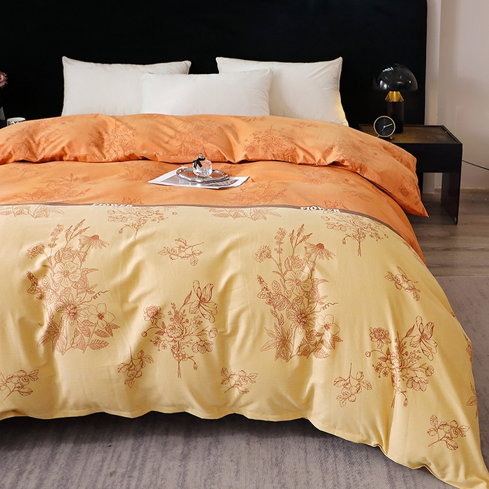 91家纺网 家纺一手货源 找家纺 晶缦家纺 2025叶语系·纯棉活性全棉磨毛单被套单品被套被套单件 绿风铃-桔