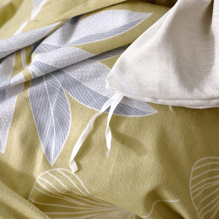 91家纺网 家纺一手货源 找家纺 晶缦家纺 2025叶语系·纯棉活性全棉磨毛单被套单品被套被套单件 迷迭香黄
