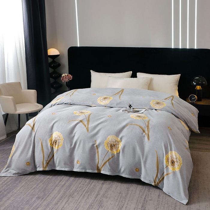 91家纺网 家纺一手货源 找家纺 晶缦家纺 2025叶语系·纯棉活性全棉磨毛单被套单品被套被套单件 清浅蒲英灰