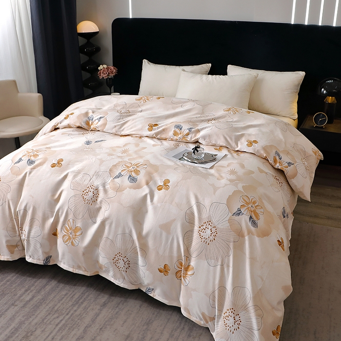 91家纺网 家纺一手货源 找家纺 晶缦家纺 2025叶语系·纯棉活性全棉磨毛单被套单品被套被套单件 如月花梦咖