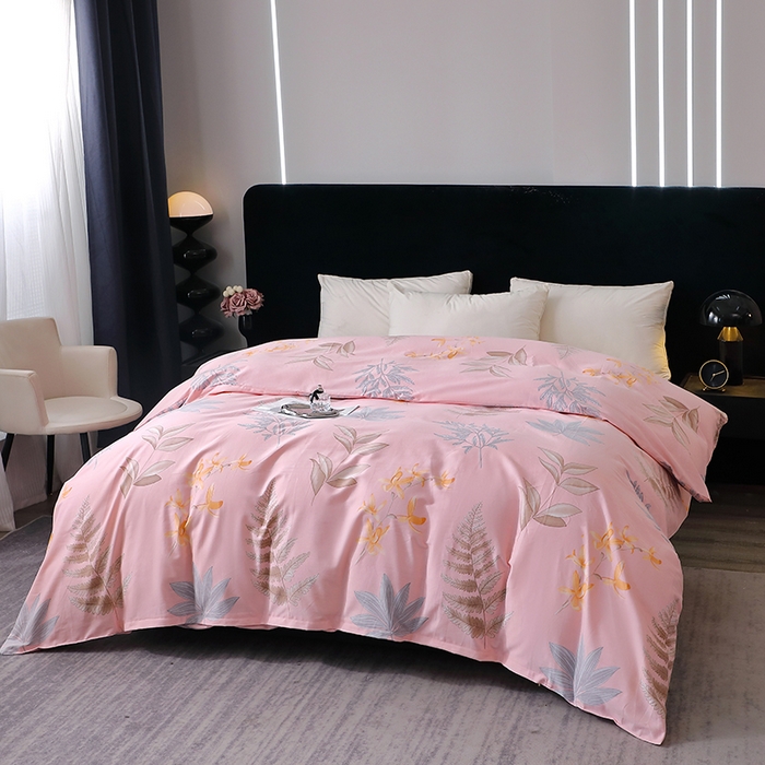 91家纺网 家纺一手货源 找家纺 晶缦家纺 2025叶语系·纯棉活性全棉磨毛单被套单品被套被套单件 相思叶粉