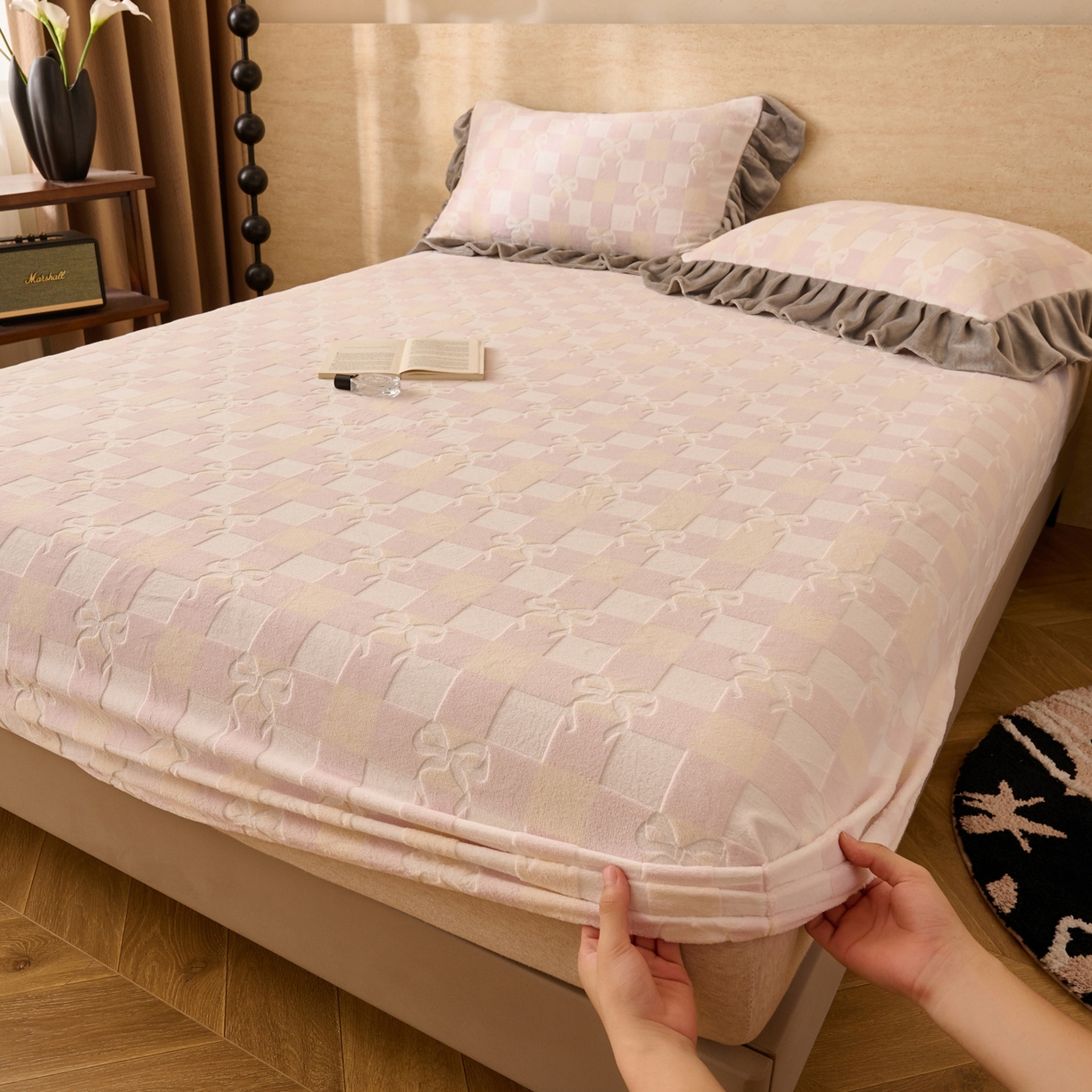 91家纺网 家纺一手货源 找家纺 （总）早晨家纺 2025新款高克重牛奶绒烂花单床笠