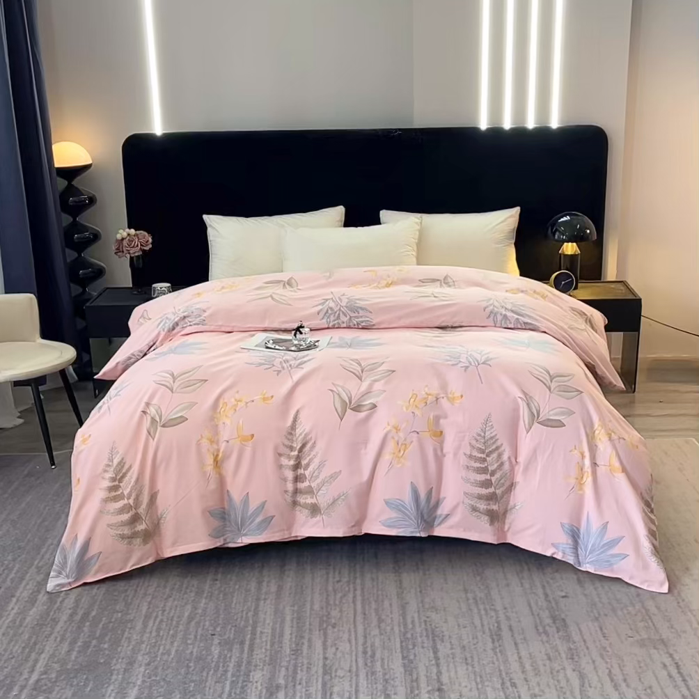 91家纺网 家纺一手货源 找家纺 晶缦家纺 2025叶语系·纯棉活性全棉磨毛单被套单品被套被套单件 相思叶粉