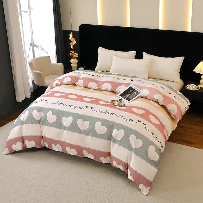 91家纺网 家纺一手货源 找家纺 晶缦家纺 2025叶语系·纯棉活性全棉磨毛单被套单品被套被套单件 心相近