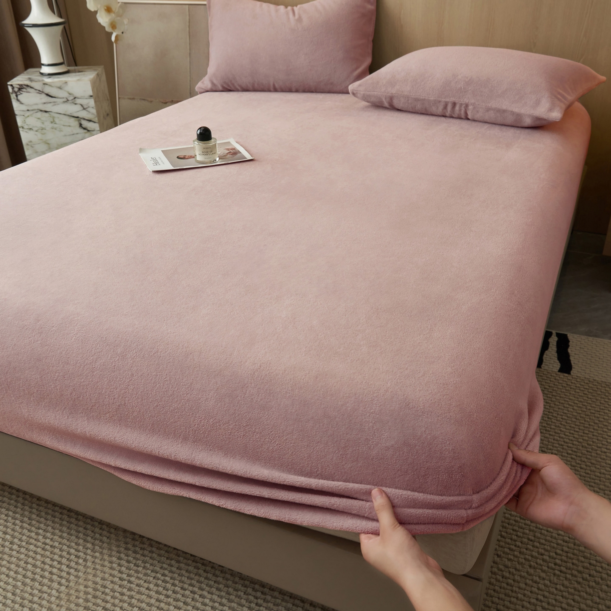 91家纺网 家纺一手货源 找家纺 （总）早晨家纺 2025新款高克重牛奶绒纯色单床笠