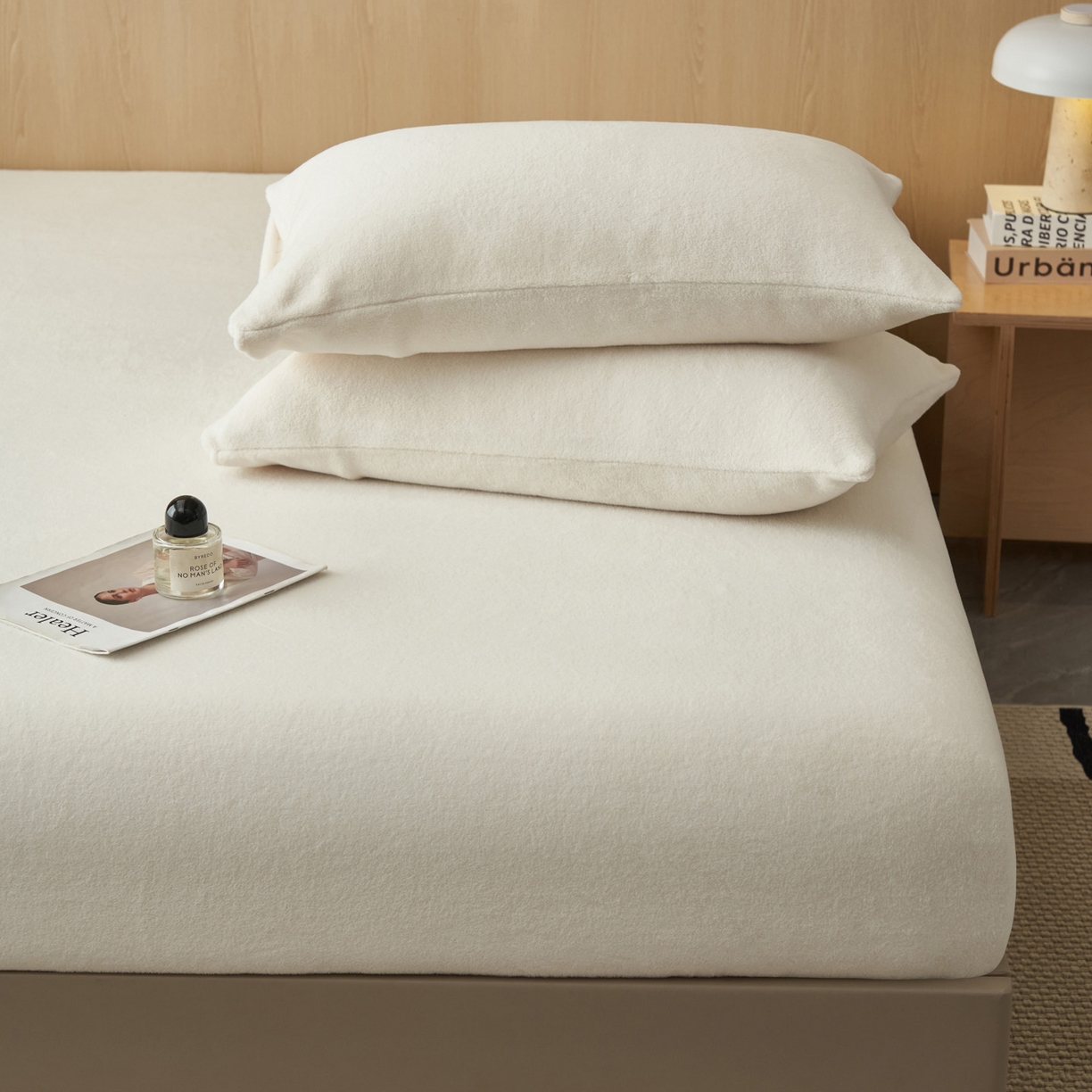 91家纺网 家纺一手货源 找家纺 早晨家纺 2025新款高克重牛奶绒纯色单床笠 牛奶绒-奶白