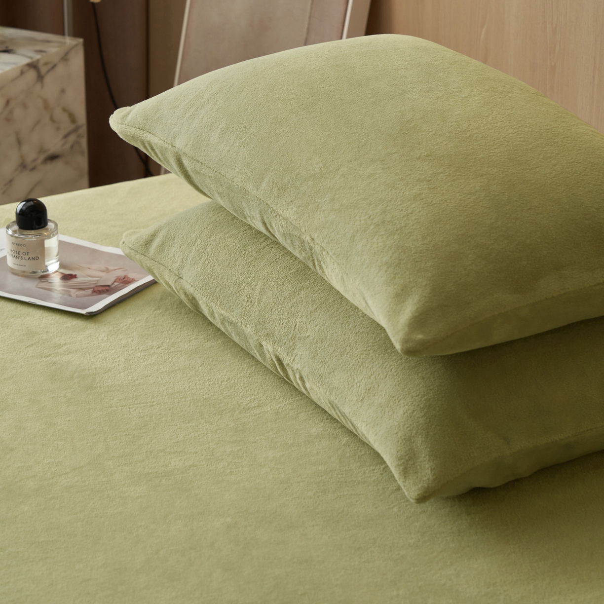 91家纺网 家纺一手货源 找家纺 早晨家纺 2025新款高克重牛奶绒纯色单床笠 牛奶绒-草绿