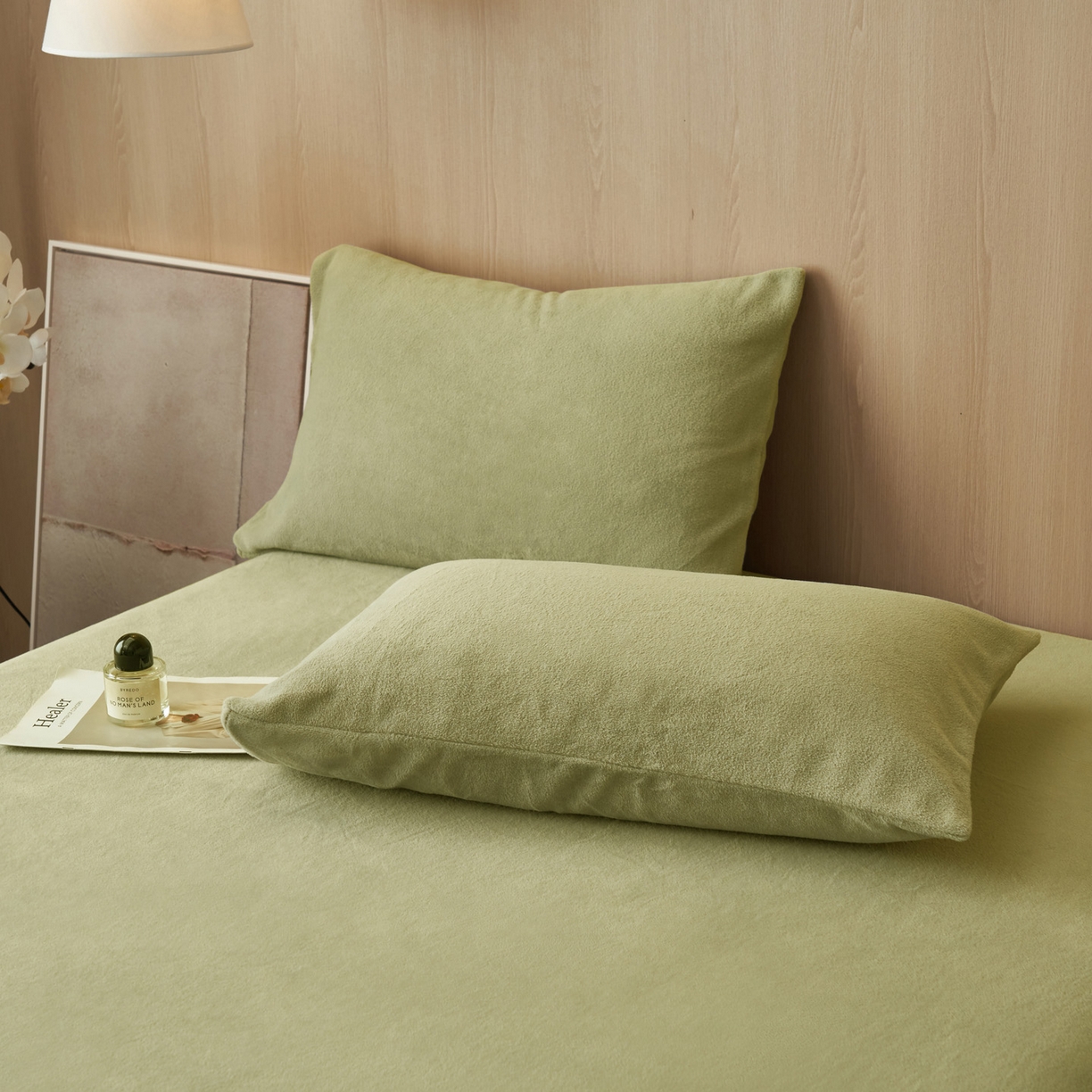 91家纺网 家纺一手货源 找家纺 早晨家纺 2025新款高克重牛奶绒纯色单床笠 牛奶绒-草绿