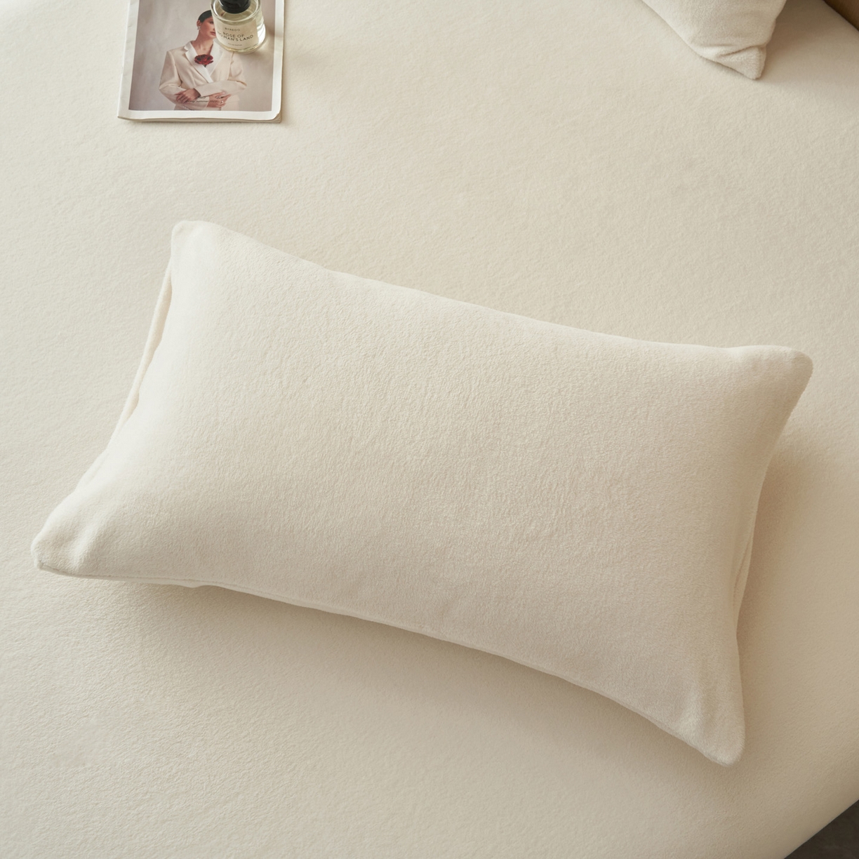 91家纺网 家纺一手货源 找家纺 早晨家纺 2025新款高克重牛奶绒纯色单床笠 牛奶绒-奶白