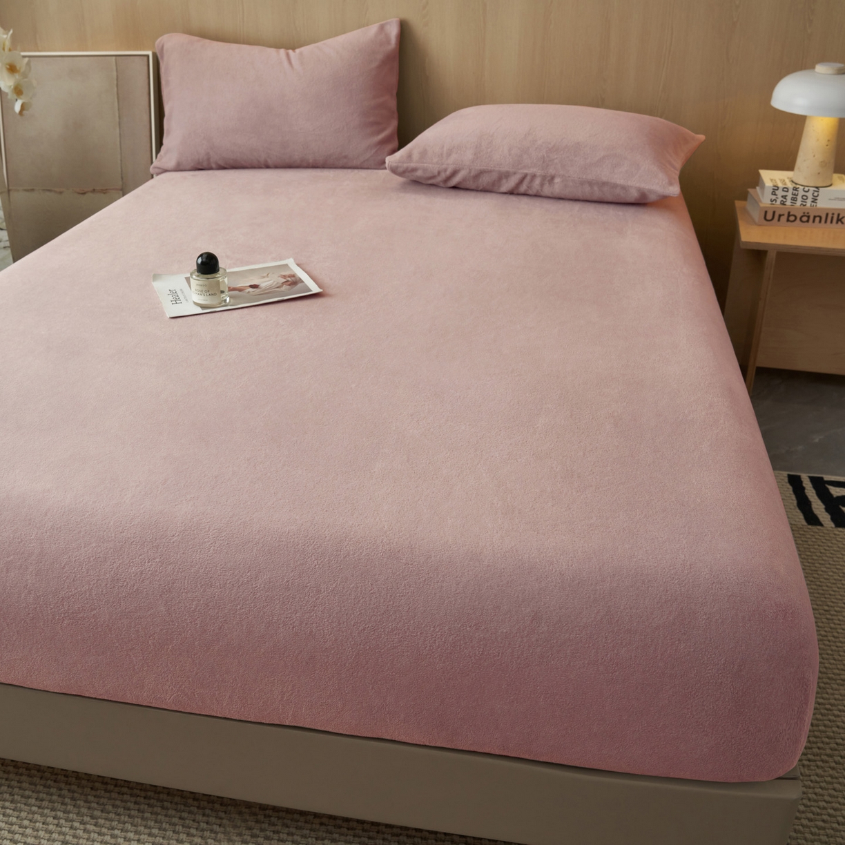 91家纺网 家纺一手货源 找家纺 早晨家纺 2025新款高克重牛奶绒纯色单床笠 牛奶绒-豆沙