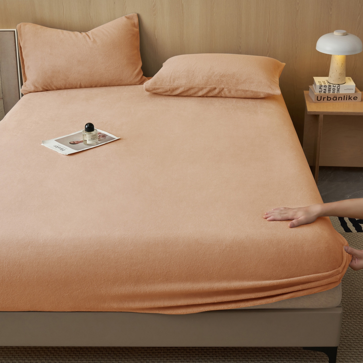 91家纺网 家纺一手货源 找家纺 早晨家纺 2025新款高克重牛奶绒纯色单床笠 牛奶绒-橘色