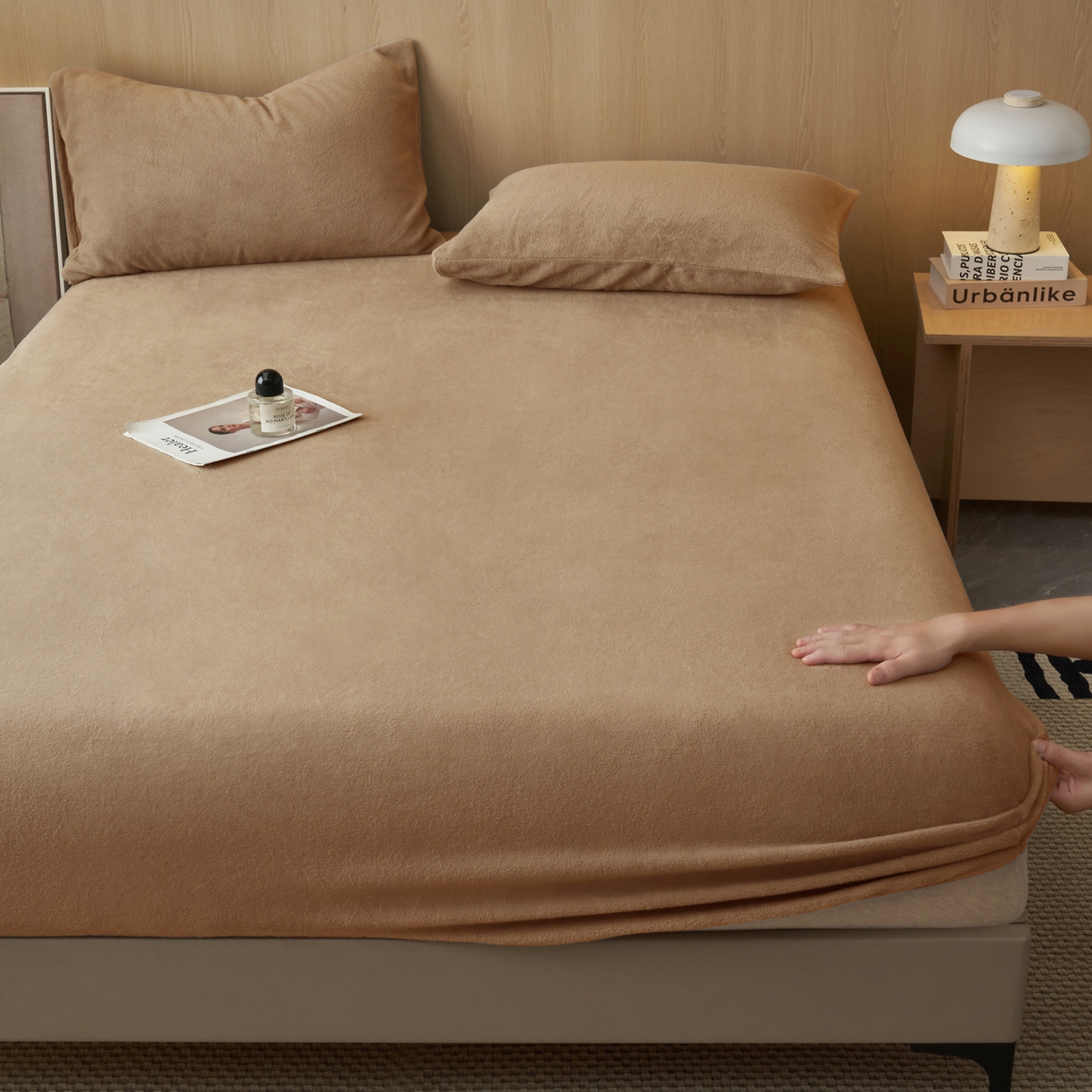 91家纺网 家纺一手货源 找家纺 早晨家纺 2025新款高克重牛奶绒纯色单床笠 牛奶绒-奶茶咖