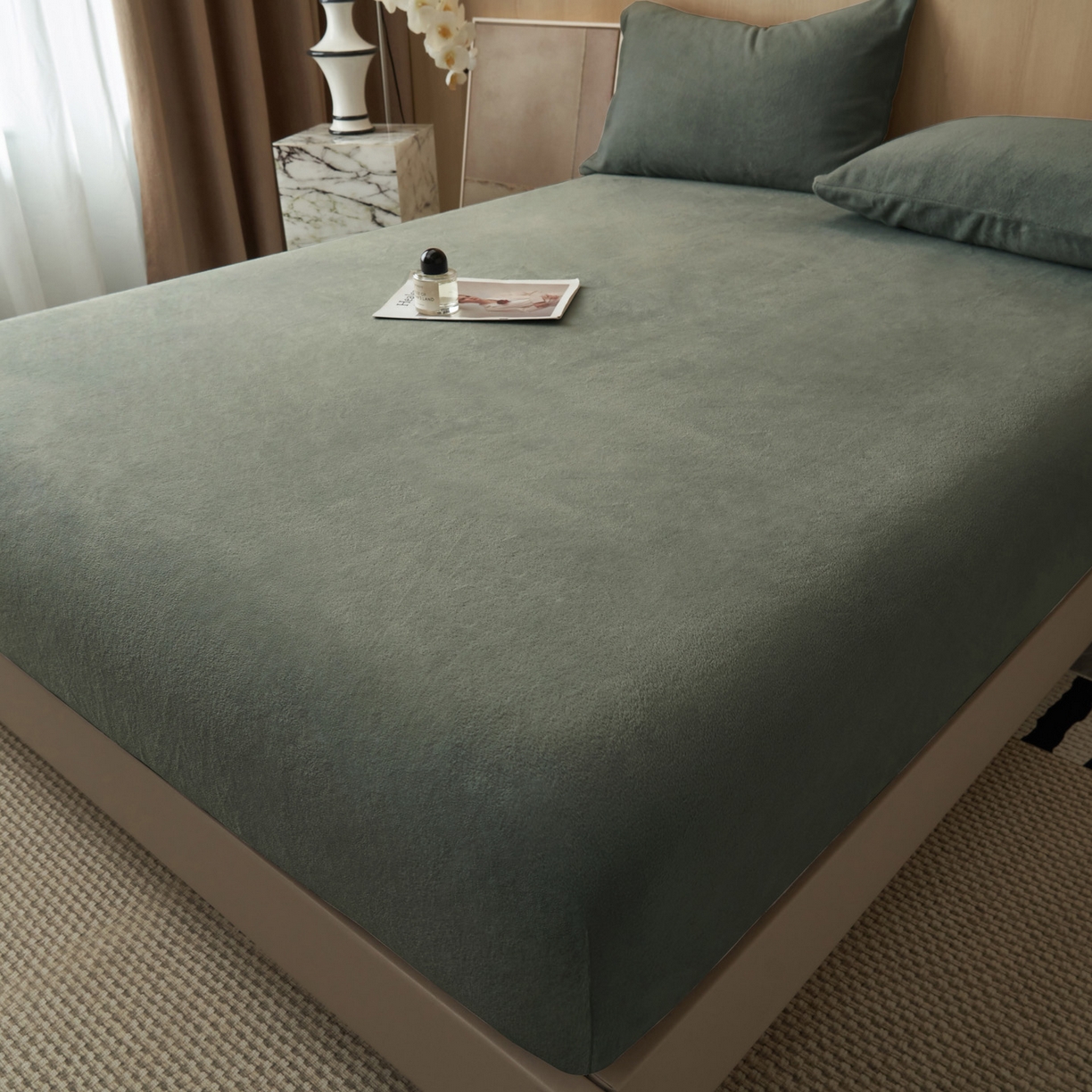 91家纺网 家纺一手货源 找家纺 早晨家纺 2025新款高克重牛奶绒纯色单床笠 牛奶绒-高级灰