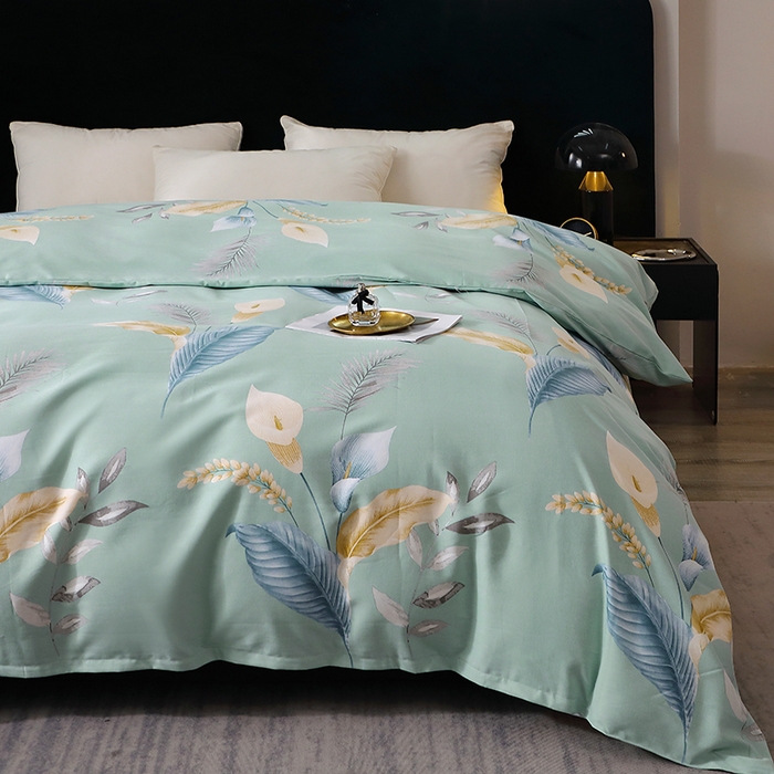 91家纺网 家纺一手货源 找家纺 晶缦家纺 2025叶语系·纯棉活性全棉磨毛单被套单品被套被套单件 云瑶蓝