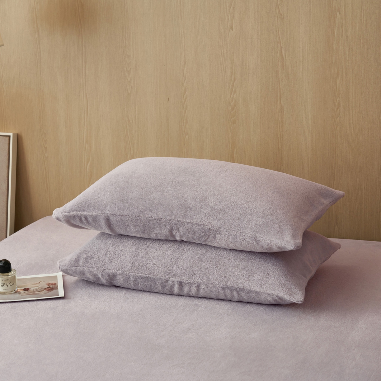 91家纺网 家纺一手货源 找家纺 早晨家纺 2025新款高克重牛奶绒纯色单床笠 牛奶绒-浅紫