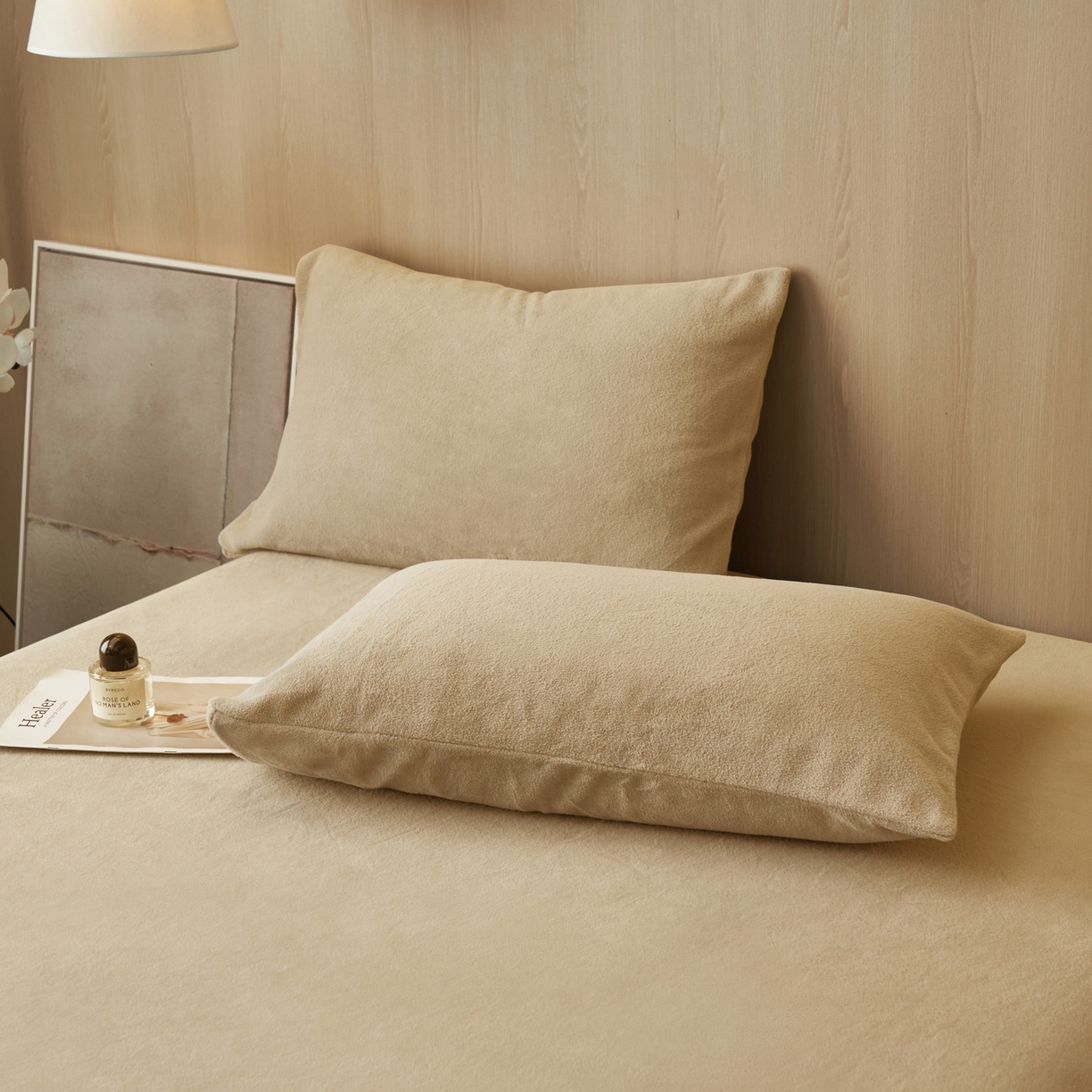 91家纺网 家纺一手货源 找家纺 早晨家纺 2025新款高克重牛奶绒纯色单床笠 牛奶绒-米驼