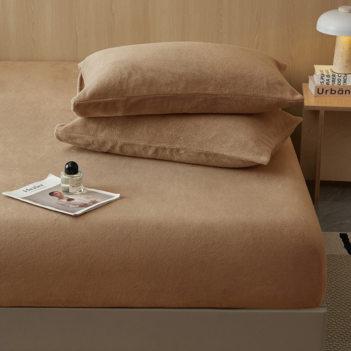 91家纺网 家纺一手货源 找家纺 早晨家纺 2025新款高克重牛奶绒纯色单床笠 牛奶绒-奶茶咖