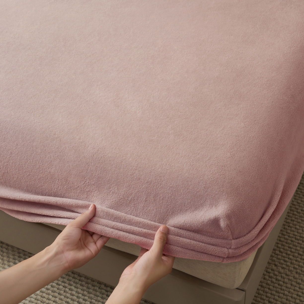 91家纺网 家纺一手货源 找家纺 早晨家纺 2025新款高克重牛奶绒纯色单床笠 牛奶绒-豆沙