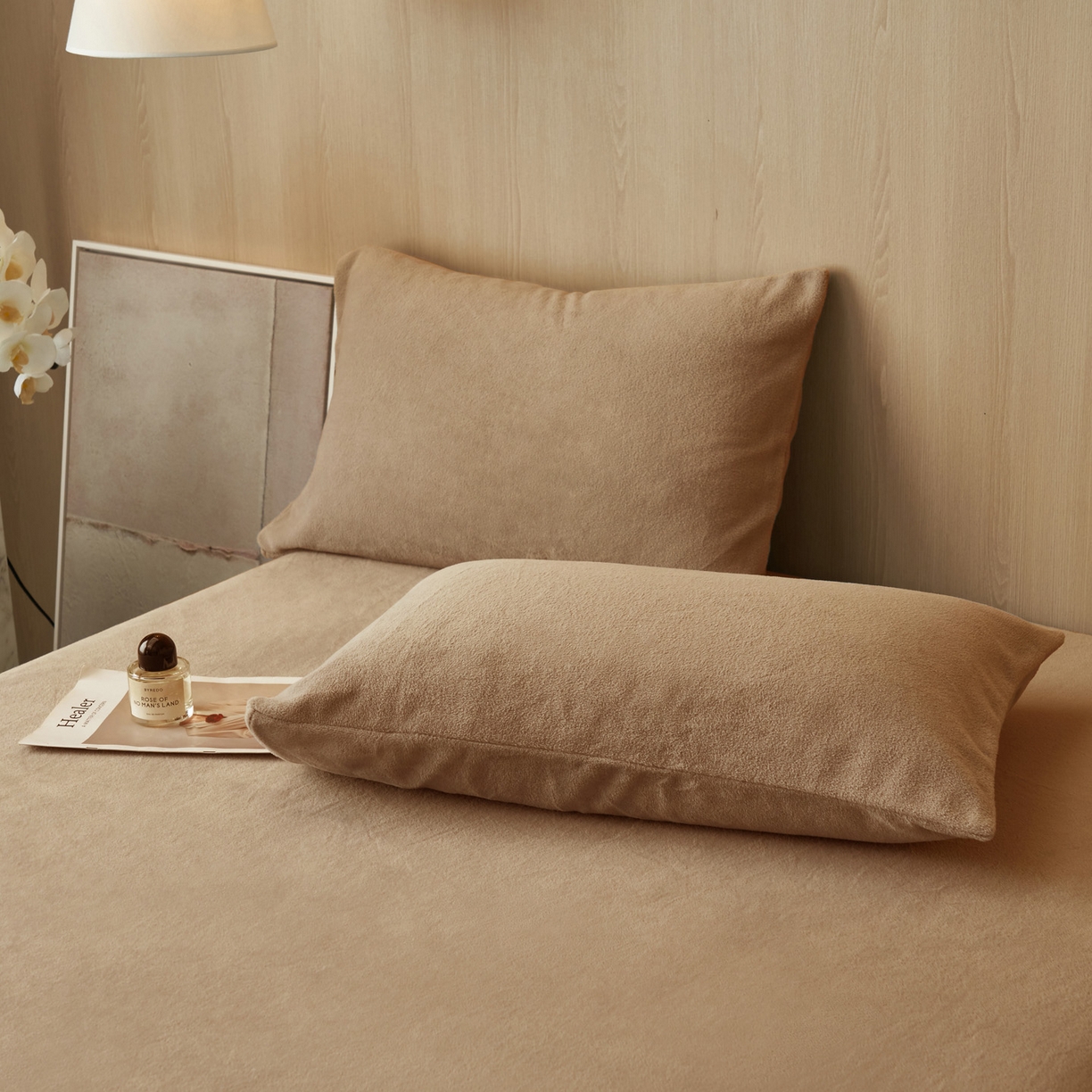 91家纺网 家纺一手货源 找家纺 早晨家纺 2025新款高克重牛奶绒纯色单床笠 牛奶绒-奶茶咖