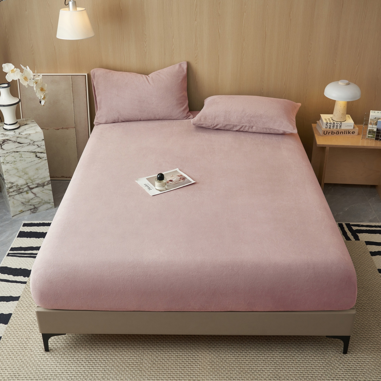 91家纺网 家纺一手货源 找家纺 早晨家纺 2025新款高克重牛奶绒纯色单床笠 牛奶绒-豆沙