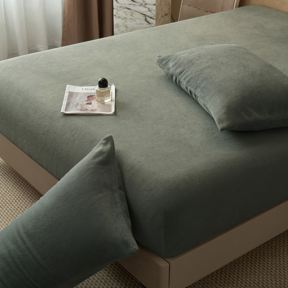 91家纺网 家纺一手货源 找家纺 早晨家纺 2025新款高克重牛奶绒纯色单床笠 牛奶绒-高级灰