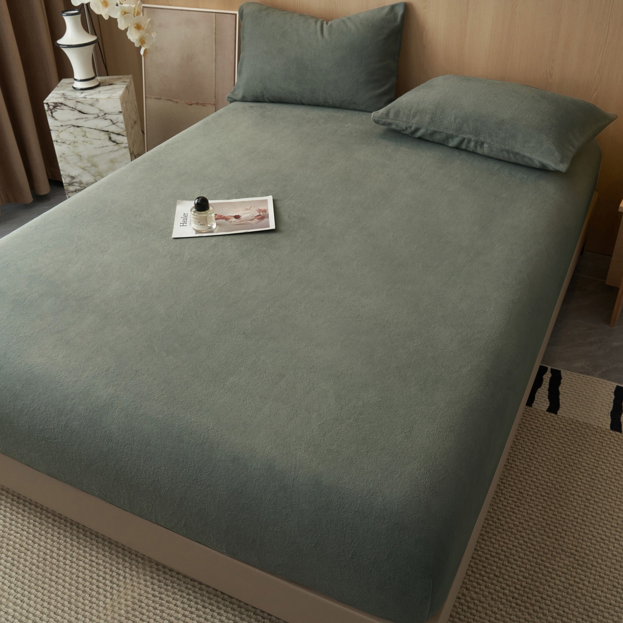 91家纺网 家纺一手货源 找家纺 早晨家纺 2025新款高克重牛奶绒纯色单床笠 牛奶绒-高级灰