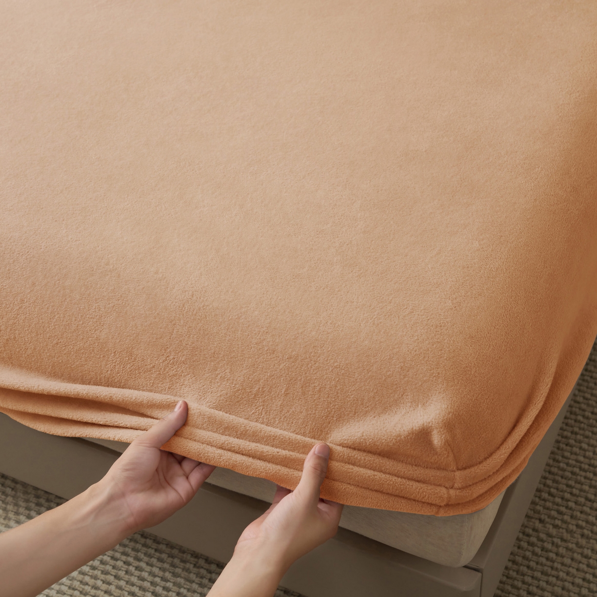 91家纺网 家纺一手货源 找家纺 早晨家纺 2025新款高克重牛奶绒纯色单床笠 牛奶绒-橘色