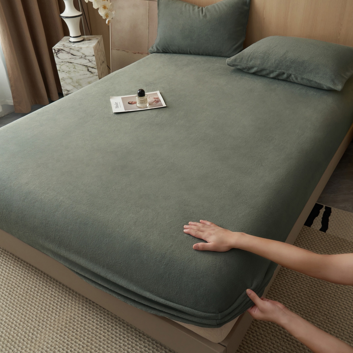 91家纺网 家纺一手货源 找家纺 早晨家纺 2025新款高克重牛奶绒纯色单床笠 牛奶绒-高级灰