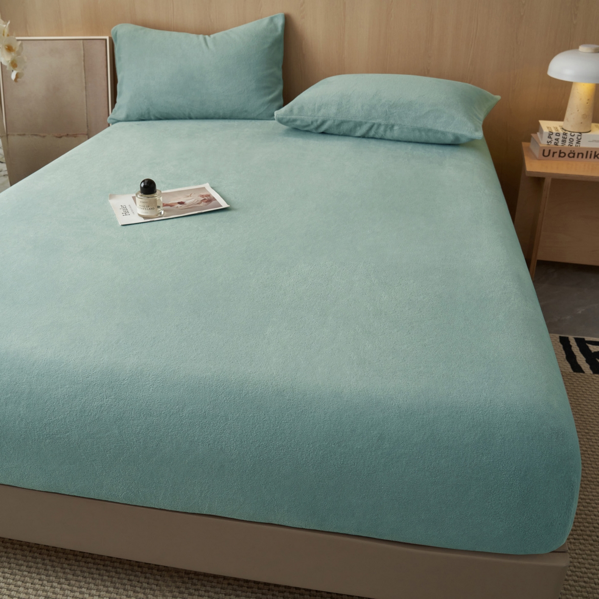 91家纺网 家纺一手货源 找家纺 早晨家纺 2025新款高克重牛奶绒纯色单床笠 牛奶绒-宾利蓝