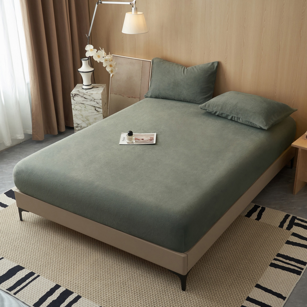 91家纺网 家纺一手货源 找家纺 早晨家纺 2025新款高克重牛奶绒纯色单床笠 牛奶绒-高级灰