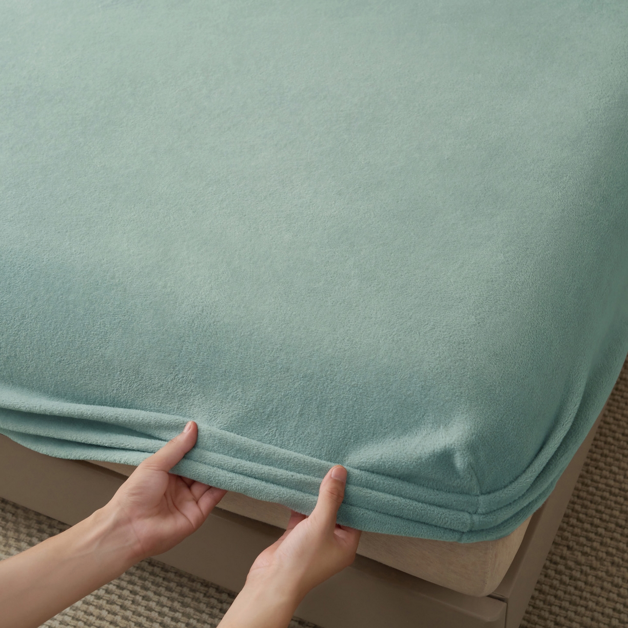 91家纺网 家纺一手货源 找家纺 早晨家纺 2025新款高克重牛奶绒纯色单床笠 牛奶绒-宾利蓝