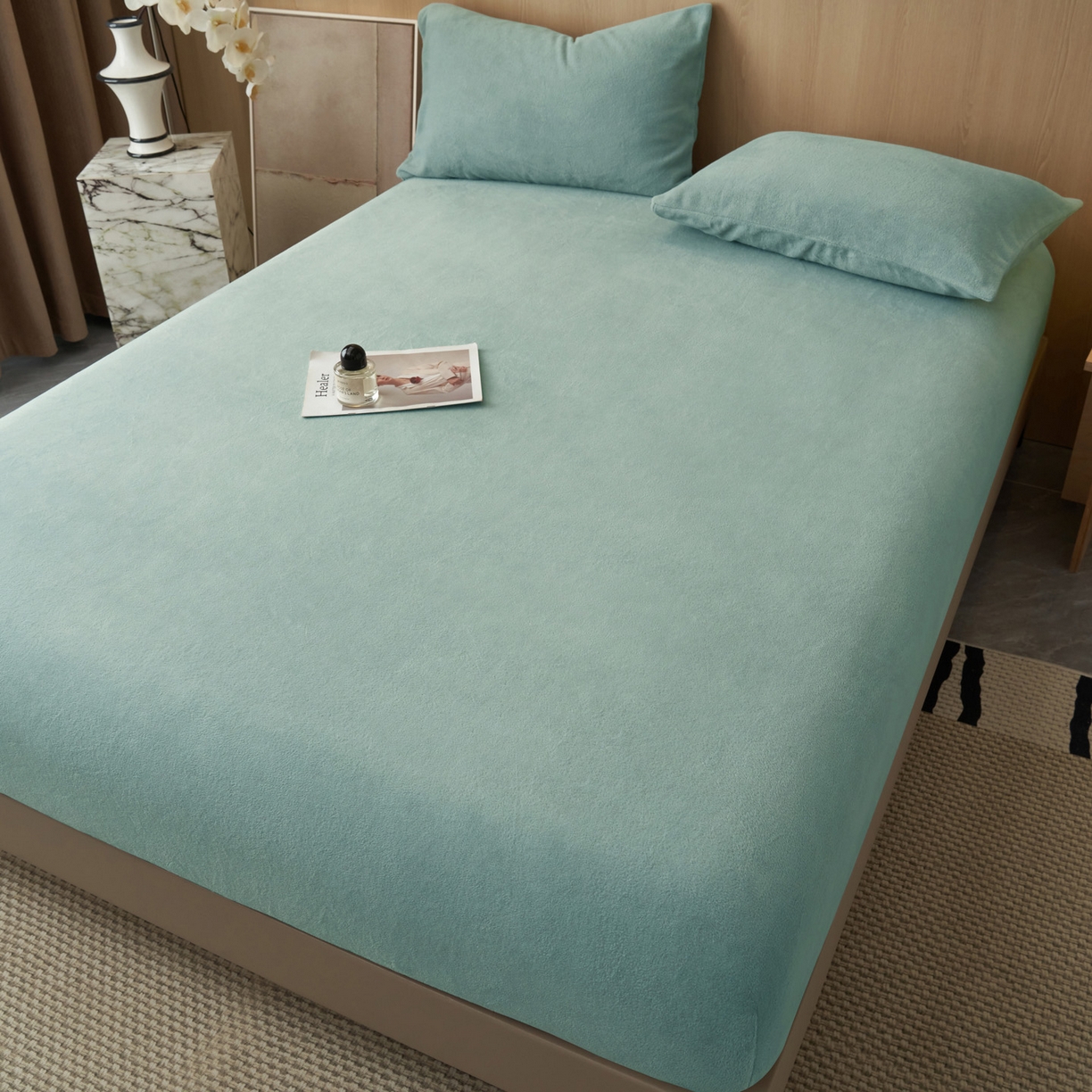 91家纺网 家纺一手货源 找家纺 早晨家纺 2025新款高克重牛奶绒纯色单床笠 牛奶绒-宾利蓝