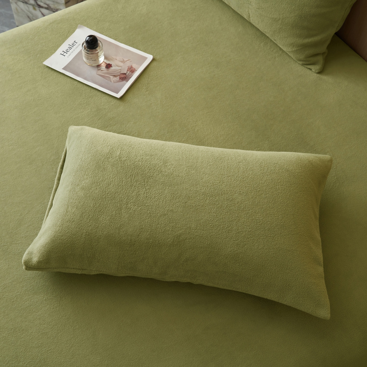 91家纺网 家纺一手货源 找家纺 早晨家纺 2025新款高克重牛奶绒纯色单床笠 牛奶绒-橄榄绿