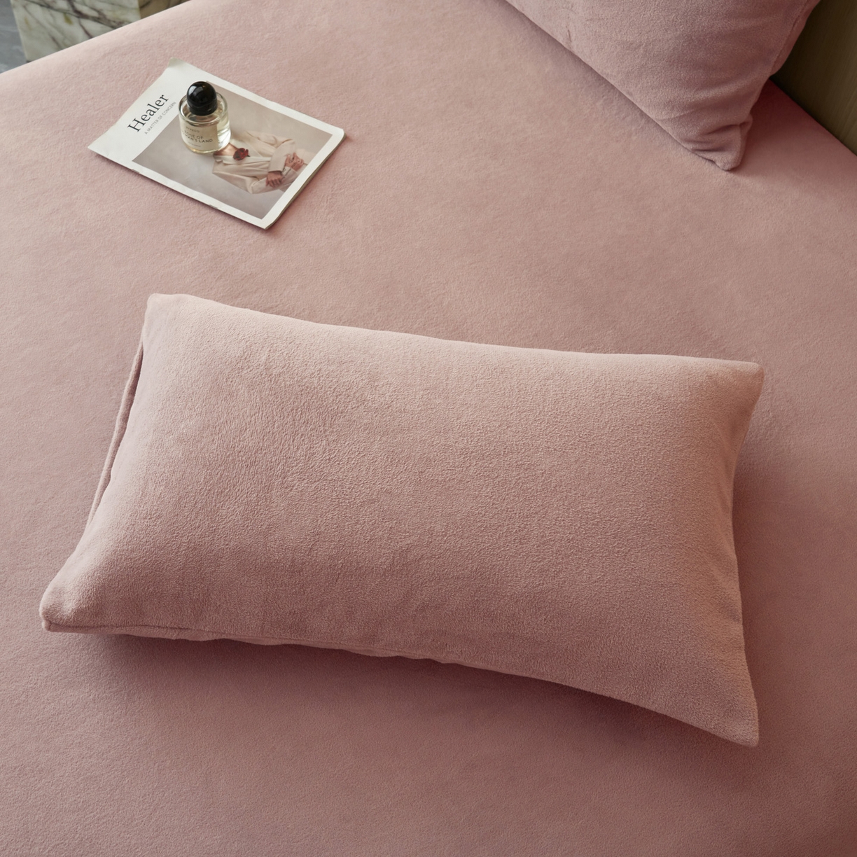 91家纺网 家纺一手货源 找家纺 早晨家纺 2025新款高克重牛奶绒纯色单床笠 牛奶绒-豆沙