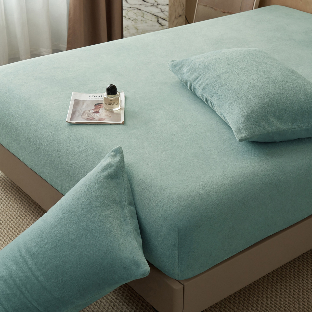 91家纺网 家纺一手货源 找家纺 早晨家纺 2025新款高克重牛奶绒纯色单床笠 牛奶绒-宾利蓝