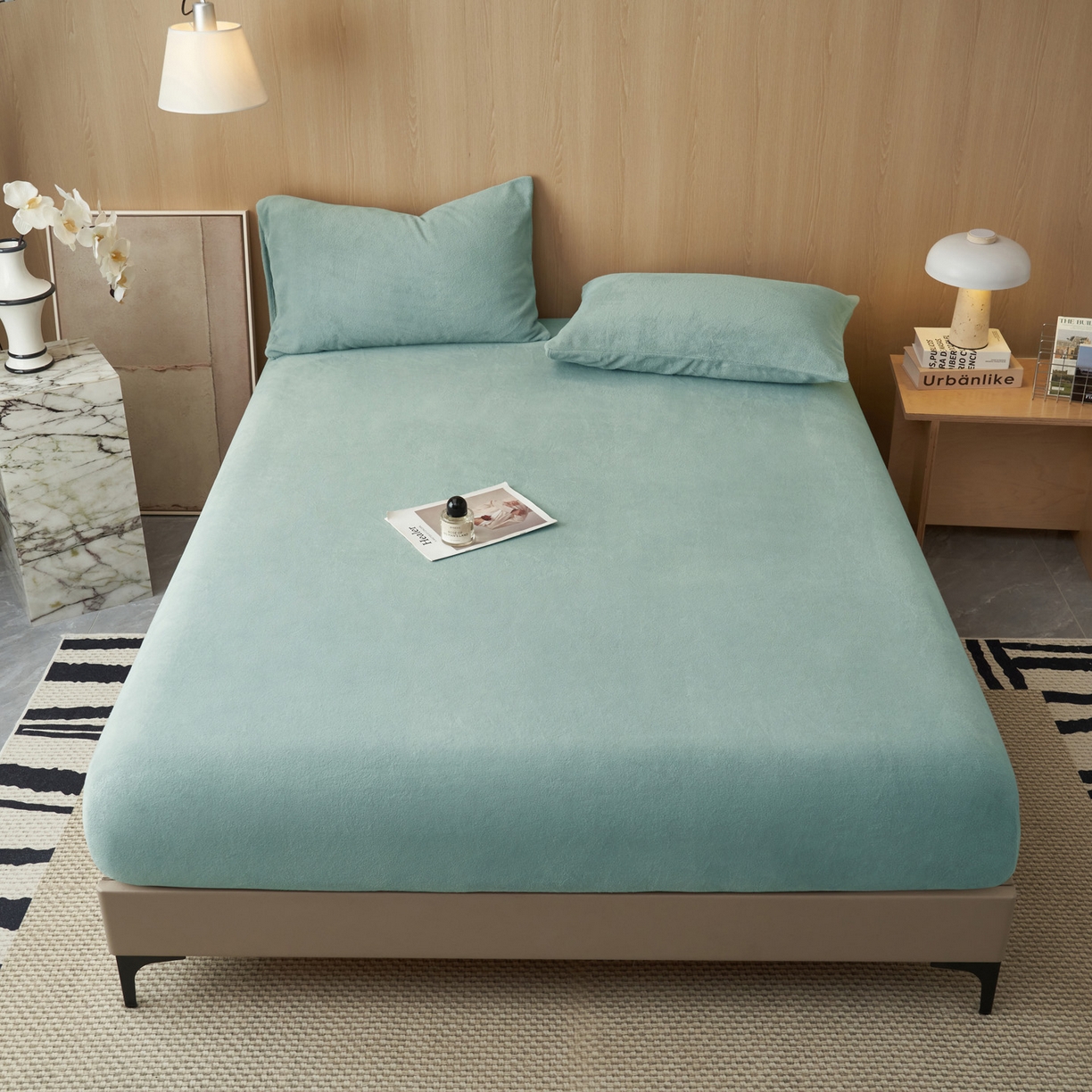 91家纺网 家纺一手货源 找家纺 早晨家纺 2025新款高克重牛奶绒纯色单床笠 牛奶绒-宾利蓝