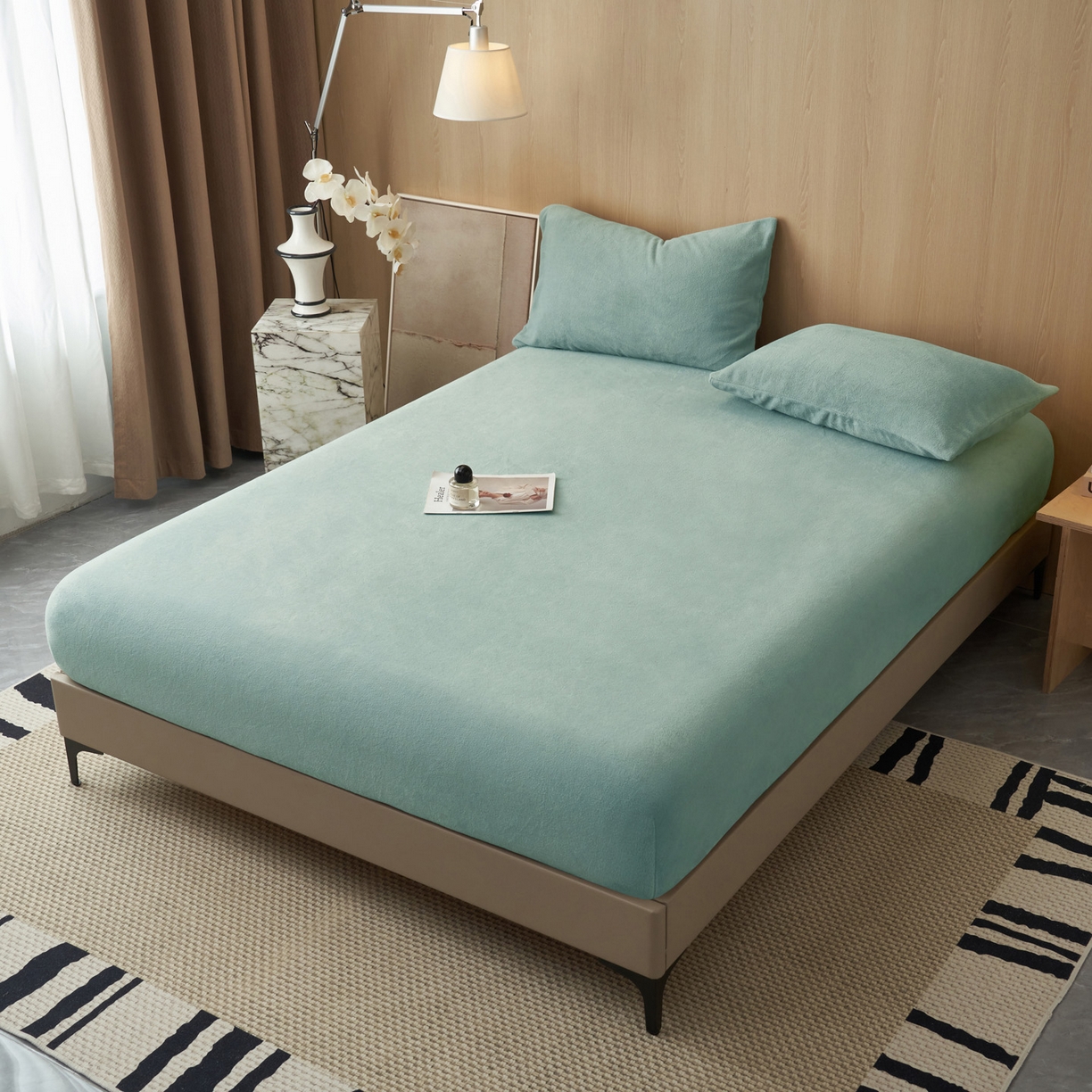 91家纺网 家纺一手货源 找家纺 早晨家纺 2025新款高克重牛奶绒纯色单床笠 牛奶绒-宾利蓝