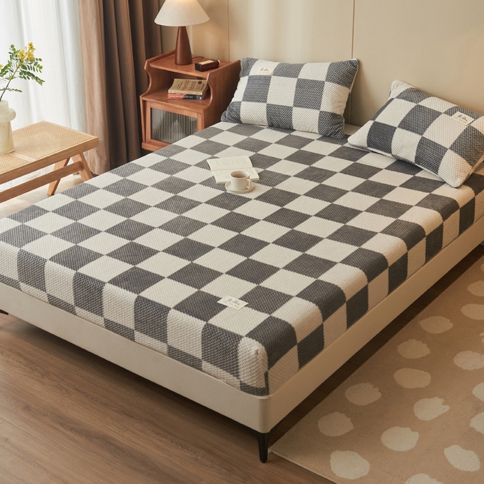 91家纺网 家纺一手货源 找家纺 （总）早晨家纺 2025新款豆豆款高克重牛奶绒菠萝格无印风床笠