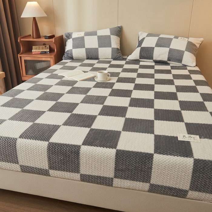 91家纺网 家纺一手货源 找家纺 （总）早晨家纺 2025新款豆豆款高克重牛奶绒菠萝格无印风床笠