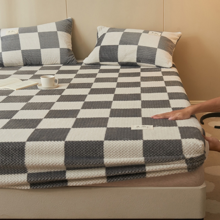 91家纺网 家纺一手货源 找家纺 （总）早晨家纺 2025新款豆豆款高克重牛奶绒菠萝格无印风床笠