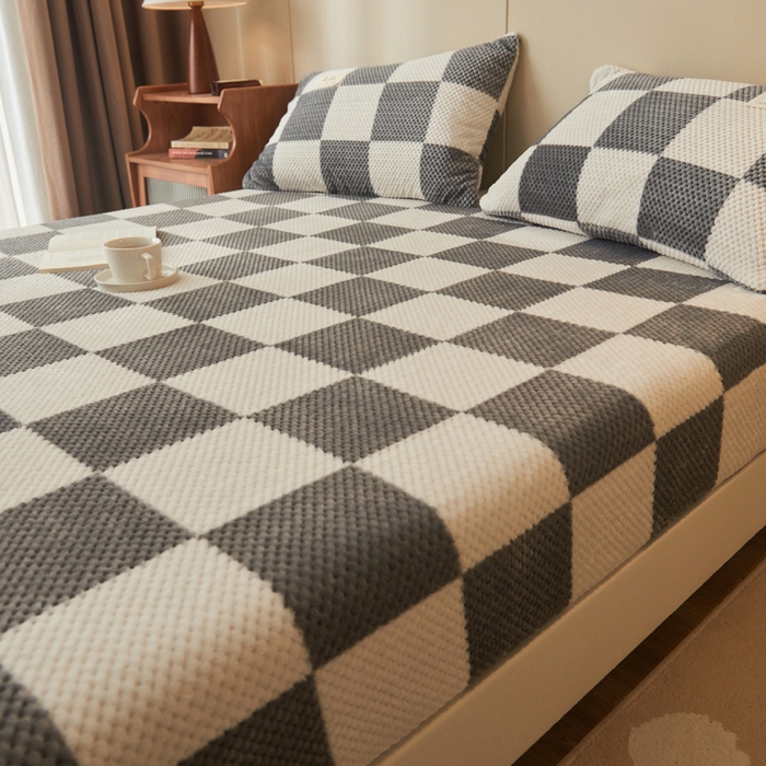 91家纺网 家纺一手货源 找家纺 （总）早晨家纺 2025新款豆豆款高克重牛奶绒菠萝格无印风床笠