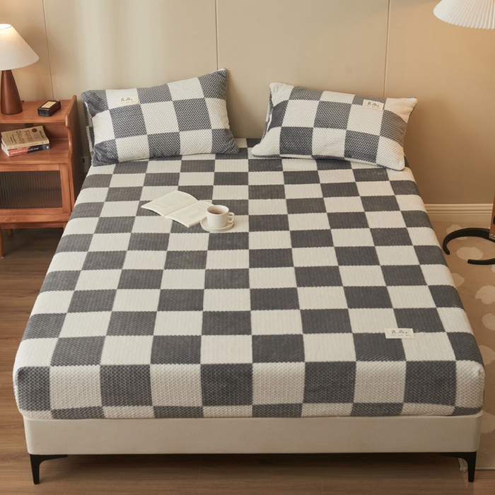 91家纺网 家纺一手货源 找家纺 （总）早晨家纺 2025新款豆豆款高克重牛奶绒菠萝格无印风床笠