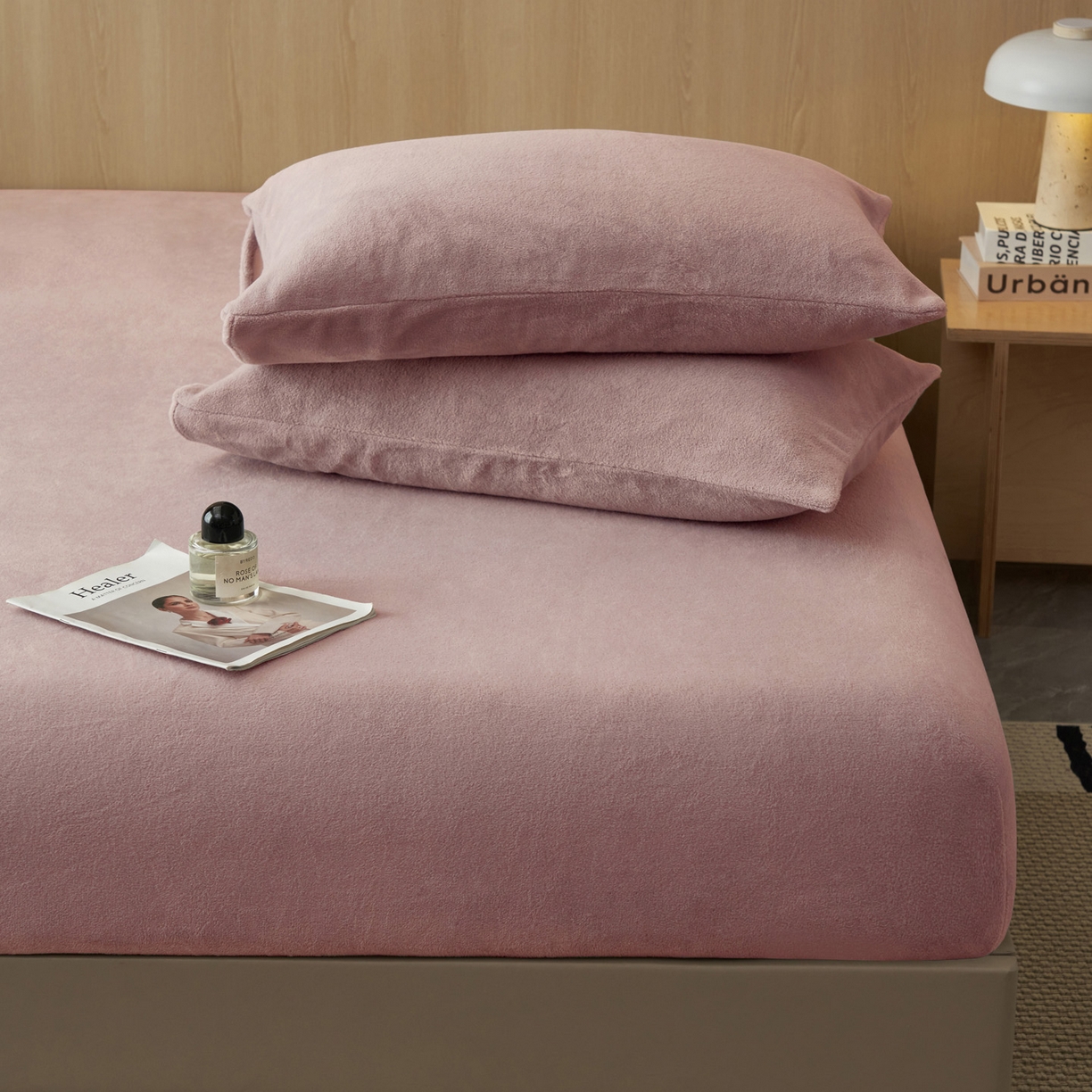 91家纺网 家纺一手货源 找家纺 早晨家纺 2025新款高克重牛奶绒纯色单床笠 牛奶绒-豆沙