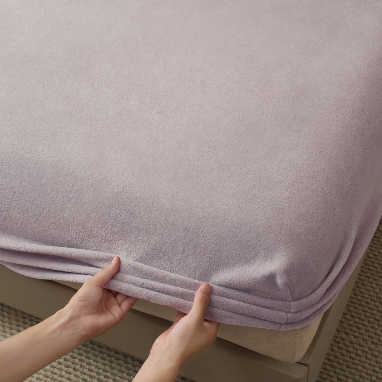 91家纺网 家纺一手货源 找家纺 早晨家纺 2025新款高克重牛奶绒纯色单床笠 牛奶绒-浅紫