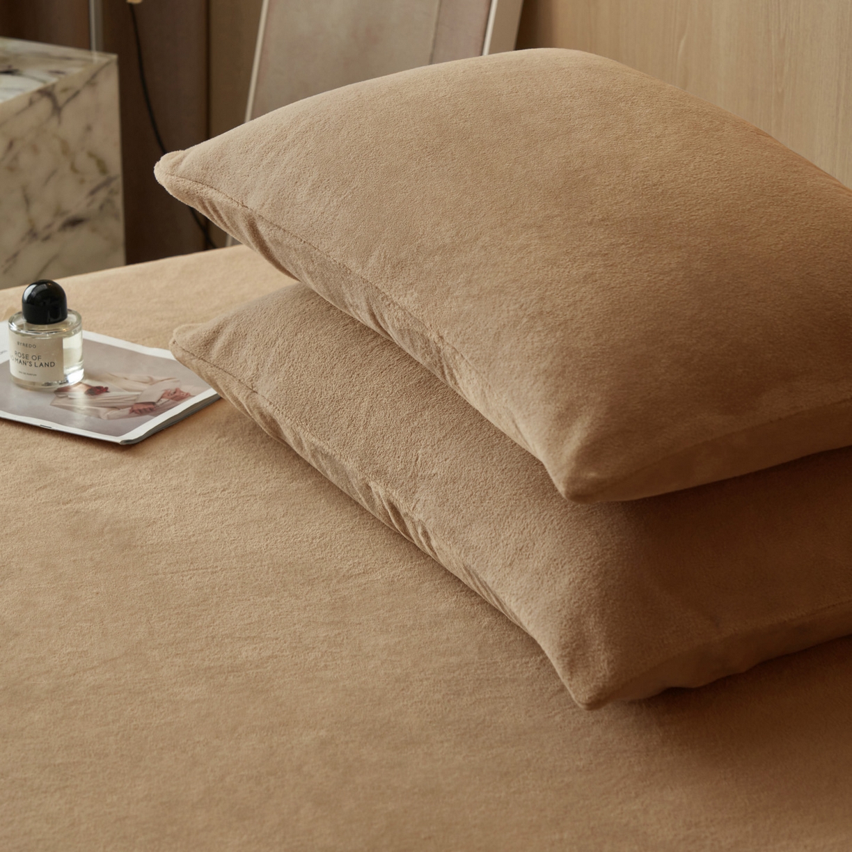 91家纺网 家纺一手货源 找家纺 早晨家纺 2025新款高克重牛奶绒纯色单床笠 牛奶绒-奶茶咖